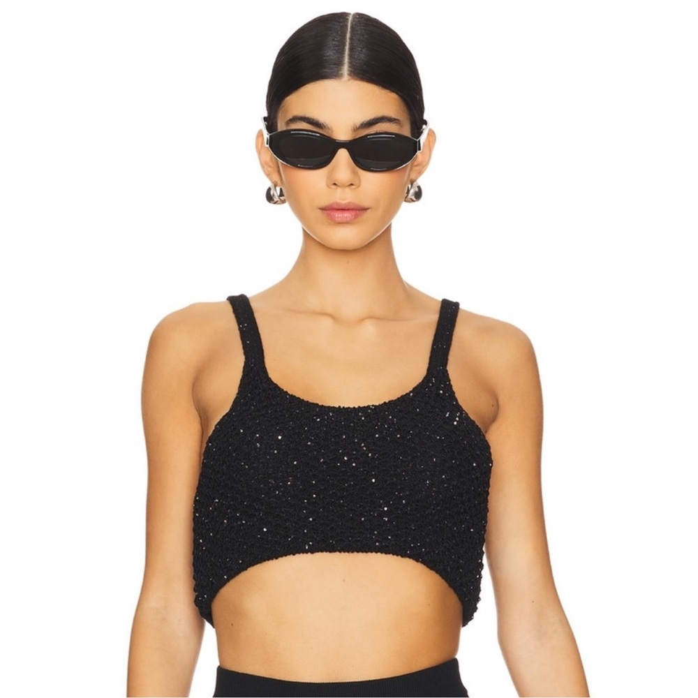 NEW WITH TAGS ASTA RESORT GRACE SEQUINED CROP TOP- BLACK , SIZE S - Picture 6 of 9